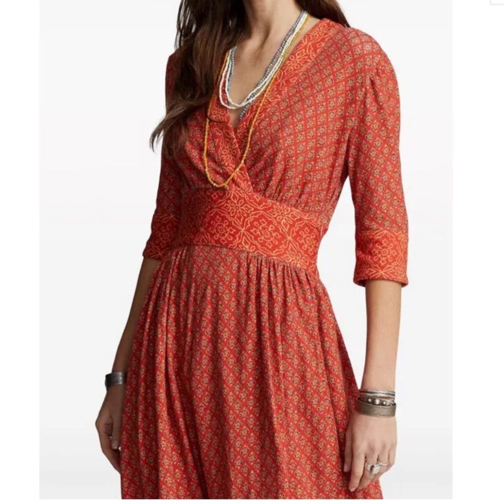 RRL Ralph Lauren red/orange print maxi dress